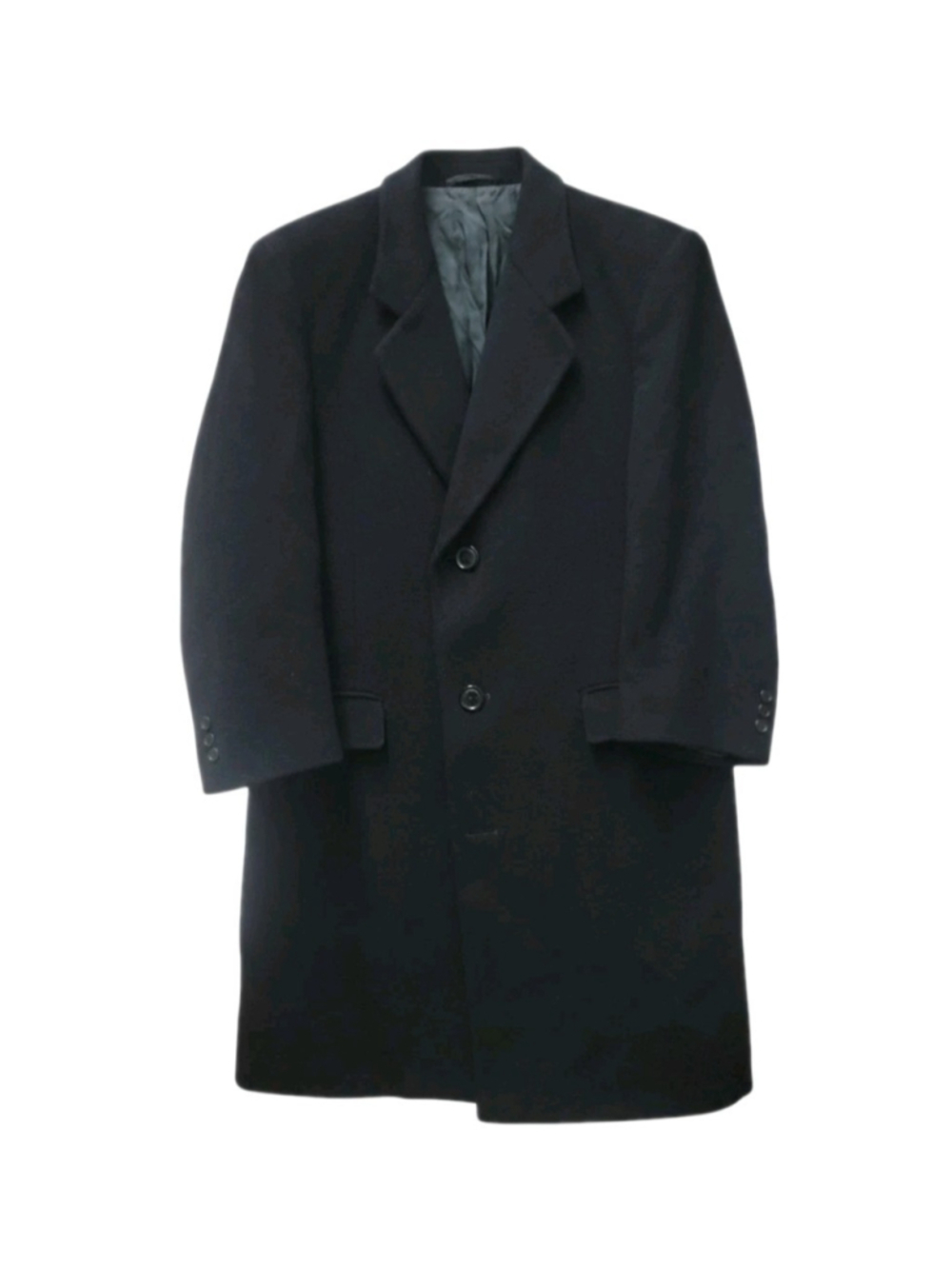 HUGO BOSS Men's Cashmere Wool-Blend Black 3-Button Overcoat Size 38R Vintage